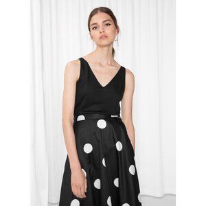 & OTHER STORIES Stretchy Ribbed Plunging V-Neck Lyocell Tank Top (Black, XS)